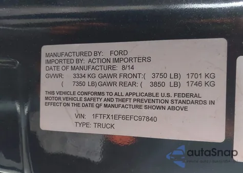 2014 Ford F-150 Xlt z USA, uszkodzony, nr VIN 1FTFX1EF6EFC97840